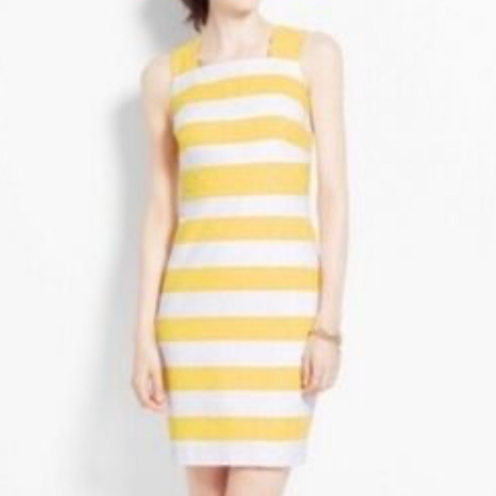 Ann Taylor Yellow and White Striped Mini Dress